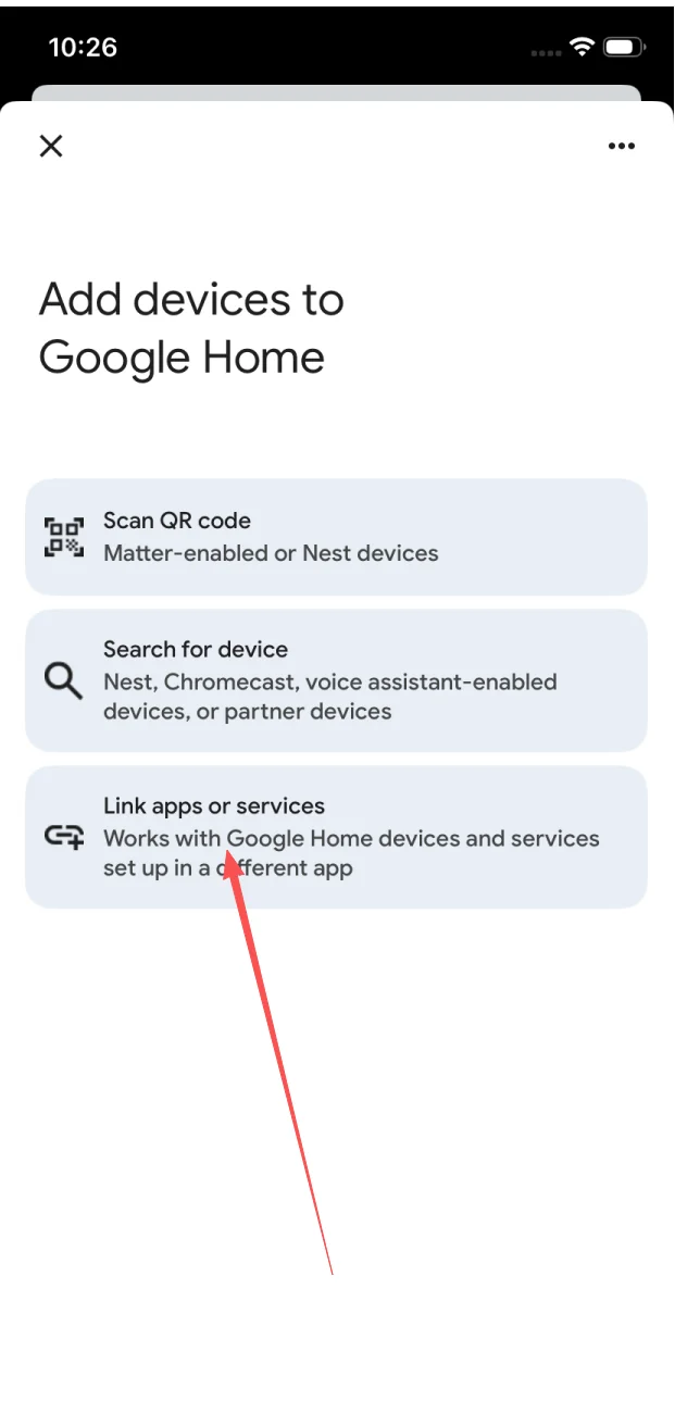 Tap Link apps or services