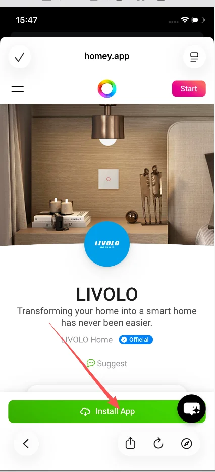 Tap Install App
